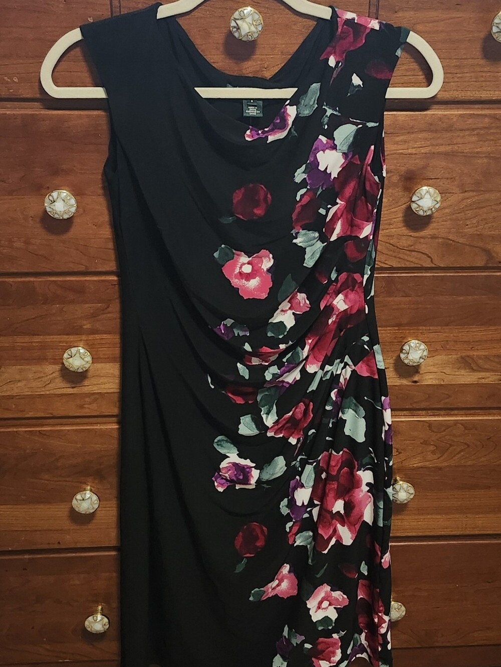 NWT Lauren Ralph Lauren Womens Size 8 Black Floral Print‎ Sexy Sleeveless Dress
